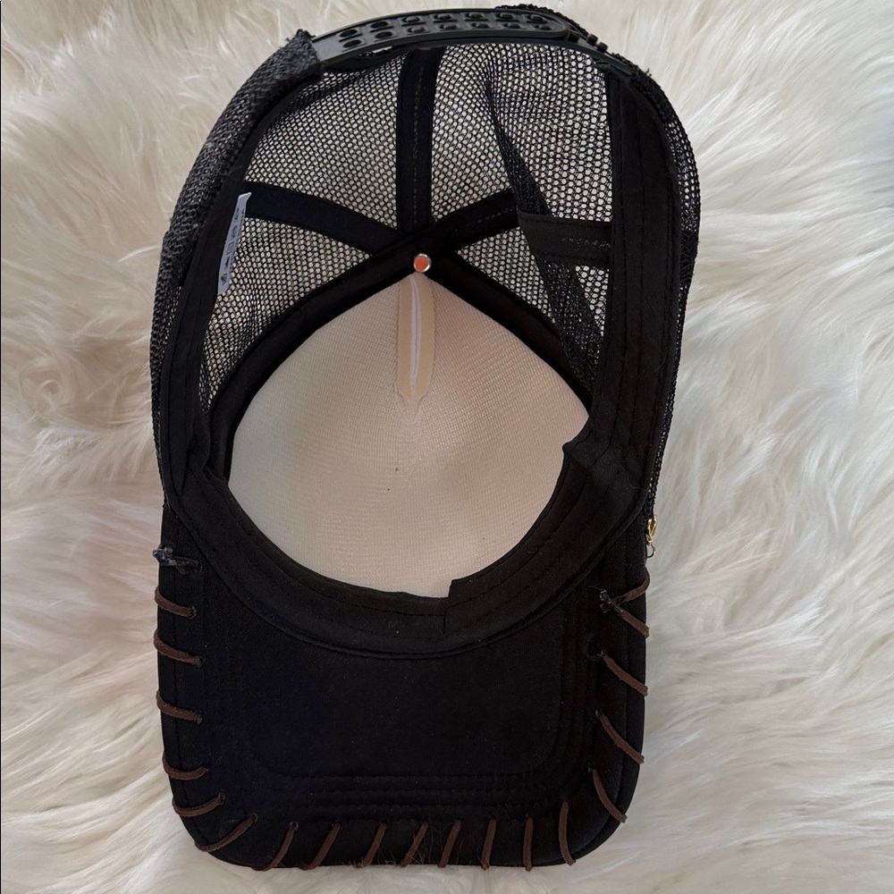 Buck Off Leopard Patch Trucker Hat - Brown & Gold - image 3